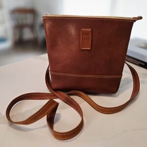 Portland Leather Goods Brown Leather Crossbody Bag with Adjustable Strap